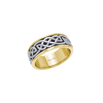 Celtic Knotwork Sterling Silver with 14K Gold Accent Ring MRI1759
